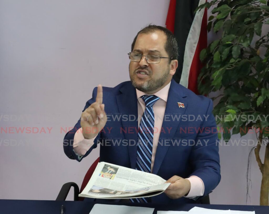 UNC Senator Damian Lyder makes a point during the UNC press conference on Sunday. PHOTO BY ROGER JACOB - 