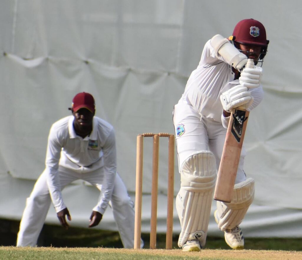 Tagenarine Chanderpaul bats for Team Weekes in a tri-series match recently at Coolidge Cricket Ground, Antigua.  - CWI Media 