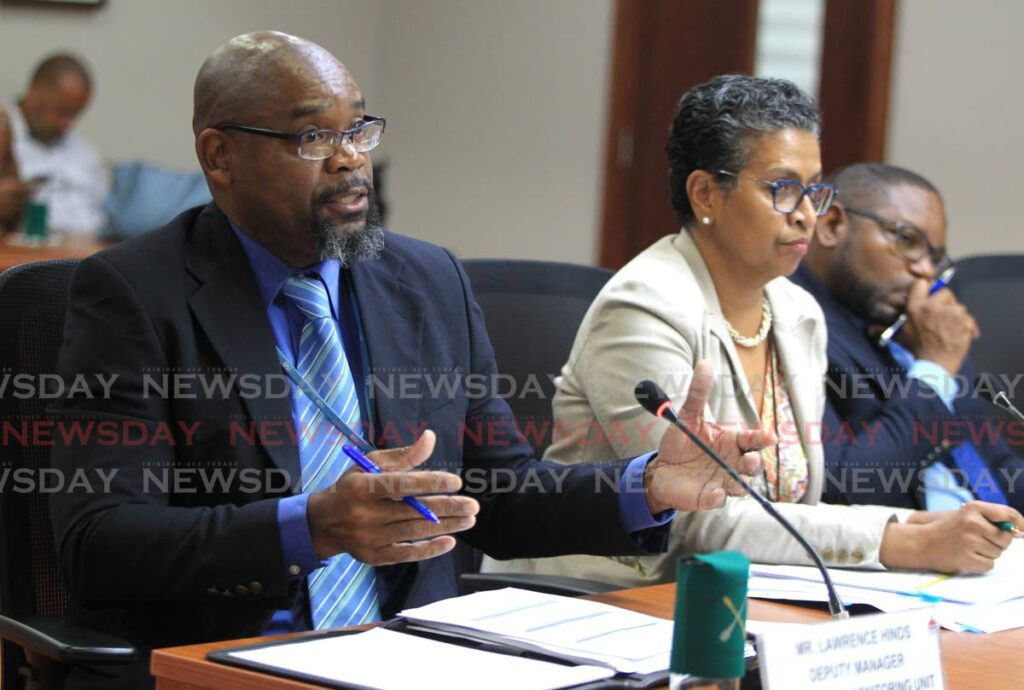 MY POINT IS: Deputy manager of the National Security Ministry's electronic unit Lawrence Hinds speaks during the joint select committee meeting on national security on Wednesay at Cabildo Chambers, Port of Spain. PHOTO BY AYANNA KINSALE - 