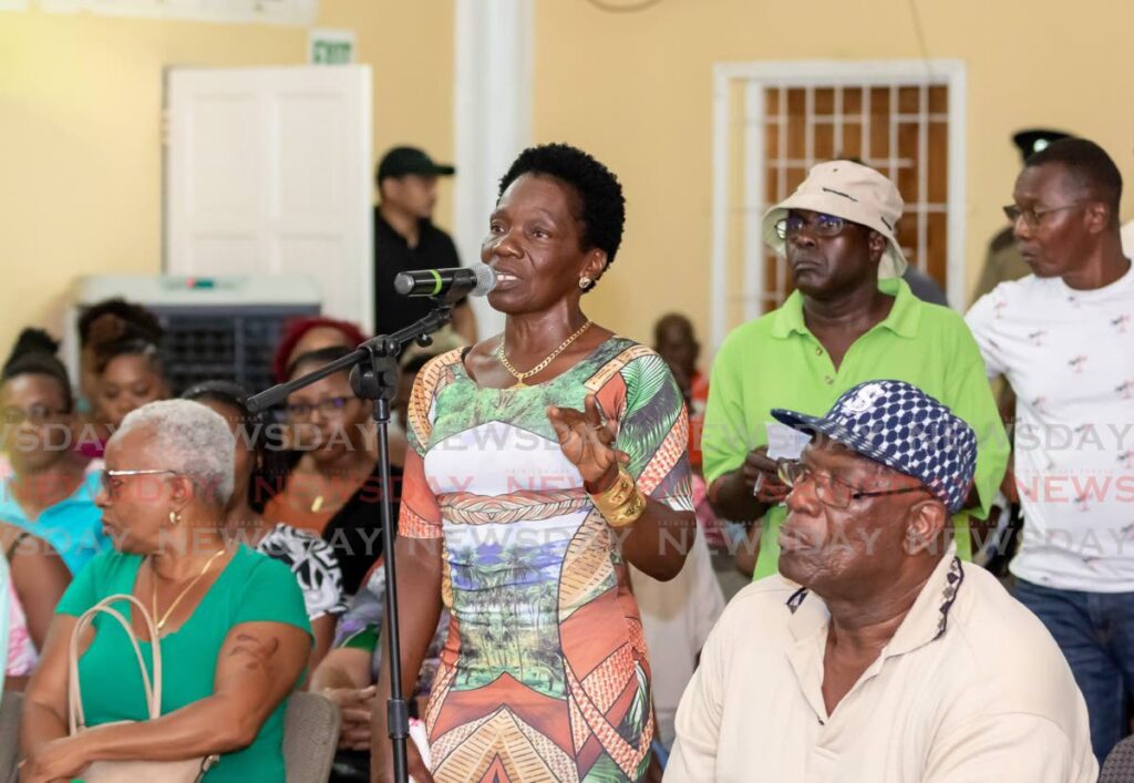 Wendy De Vignes, of Goodwood Village, Tobago, one of the attendees, pleaded for Coastal Erosion, in Cambridge Trace, Goodwood to be addressed, in The Tobago House of Assembly Executive Council, District Town Hall Meeting at Mt St George Community Centre on May 16. - Photo by David Reid