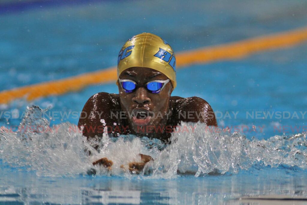 Jaden Mills won the 200m breaststroke final of the National Open Long Course Championships on Friday night at the National Aquatic Centre in Couva. - Marvin Hamilton