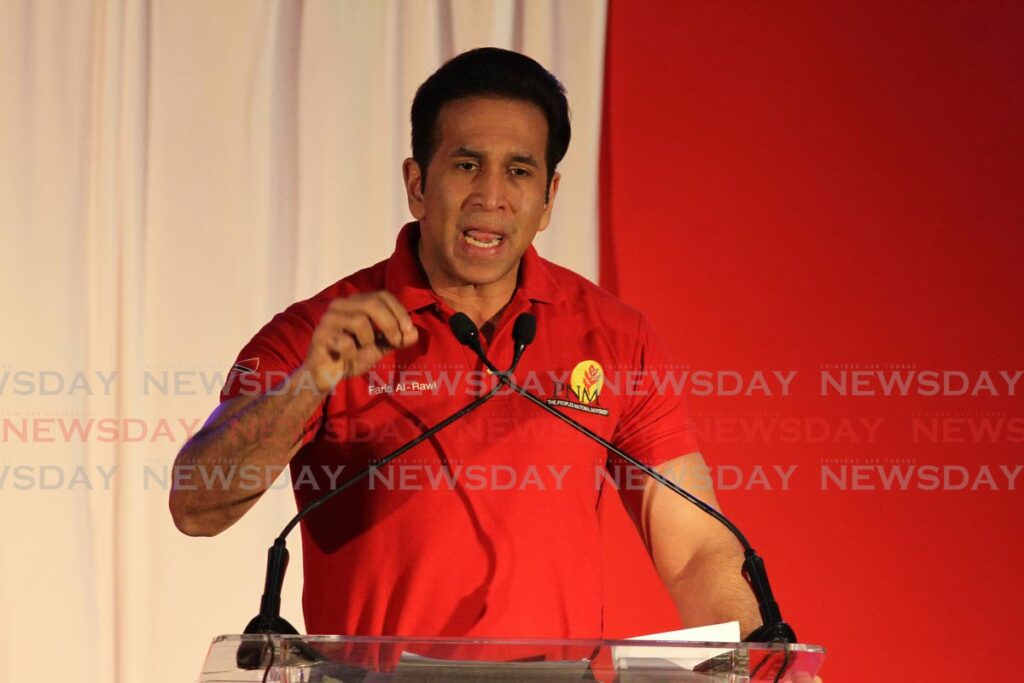 Minister of Local Government and Rural Developmen Faris Al-Rawi at the PNM meeting in San Fernando on May 24.  - Marvin Hamilton