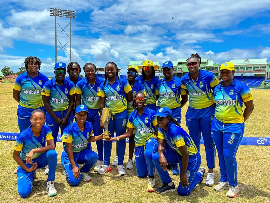 Barbados women's cricket team after winning the Cricket West Indies T20 Blaze title. - courtesy Cricket West Indies