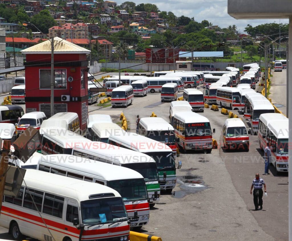 Maxi taxis at the City Gate hub in Port of Spain. - File photo by Roger Jacob