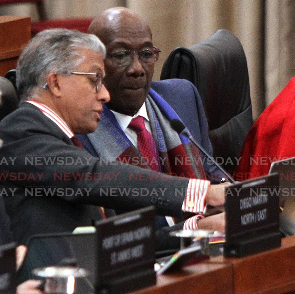  Attorney General Reginald Armour, SC, and Prime Minister Dr Keith Rowley during a sitting of the House of Representatives. - File photo/Ayanna Kinsale