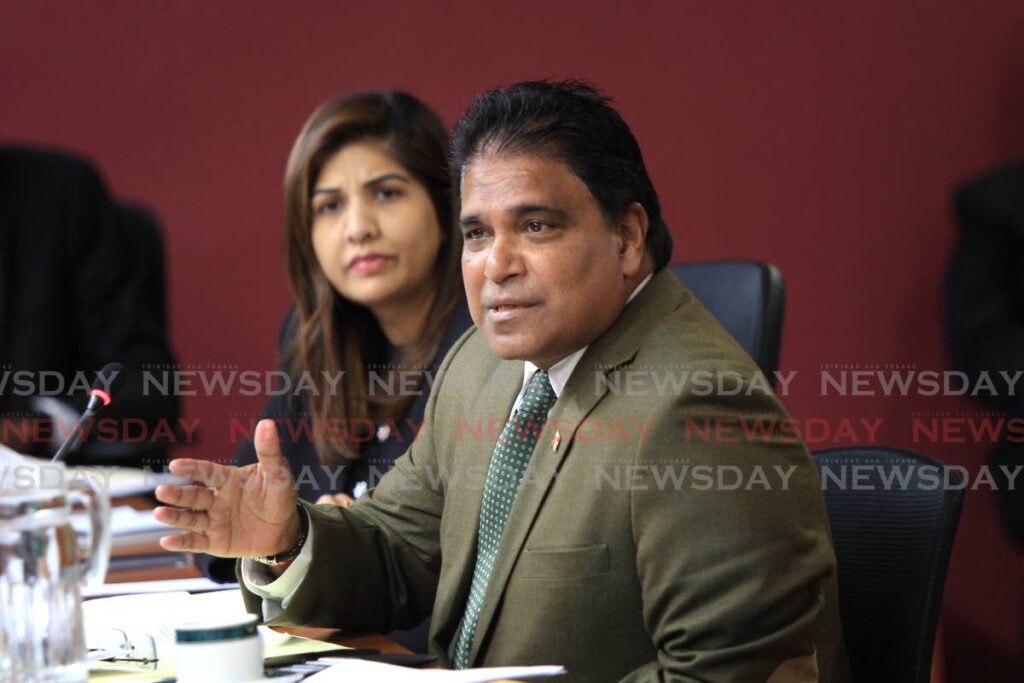 Opposition MP Dr Roodal Moonilal and Senator Jayanti Lutchmedial during a joint select committee meeting in Parliament on February 27. - Photo by Ayanna Kinsale