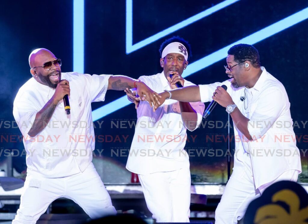Grammy-award winning R&B group Boyz II Men during their performance  at the Tobago Jazz Experience held at the Dwight Yorke Stadium on April 23 2023. - Photo by David Reid