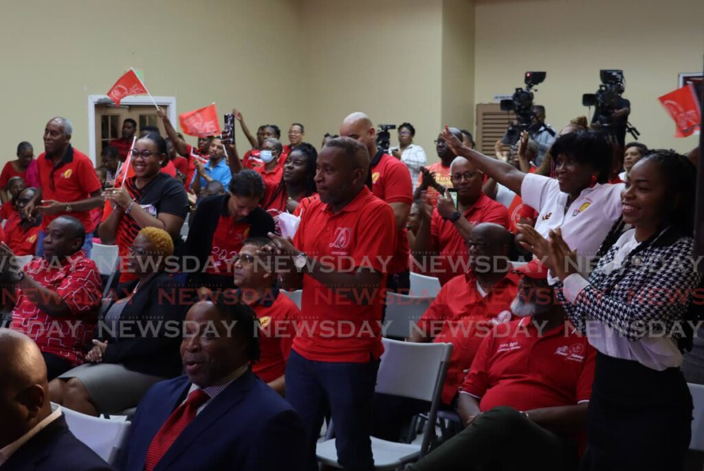 A section of the crowd at a PNM political meeting at the Malabar Community Centre, Arima, on Thursday night. - Roger Jacob 