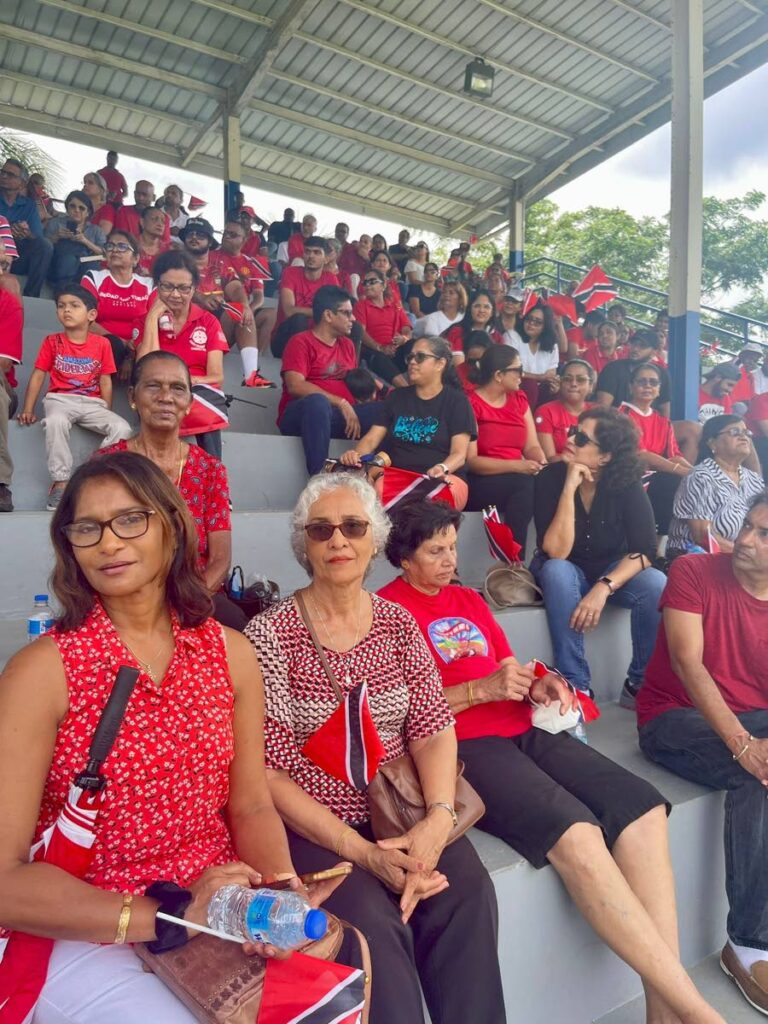 Members of the public gather for an anti-crime rally in San Fernando on Saturday. - 