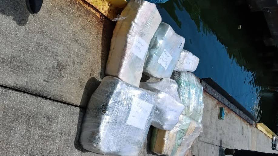 A quantity of marijuana that was seized aboard a fishing boat in the Gulf of Paria on Tuesday. 
The marijuana was estimated to be worth about $14 million. 
Three men were arrested in relation to the seizure. 

PHOTO COURTESY TTPS - PHOTO COURTESY TTPS