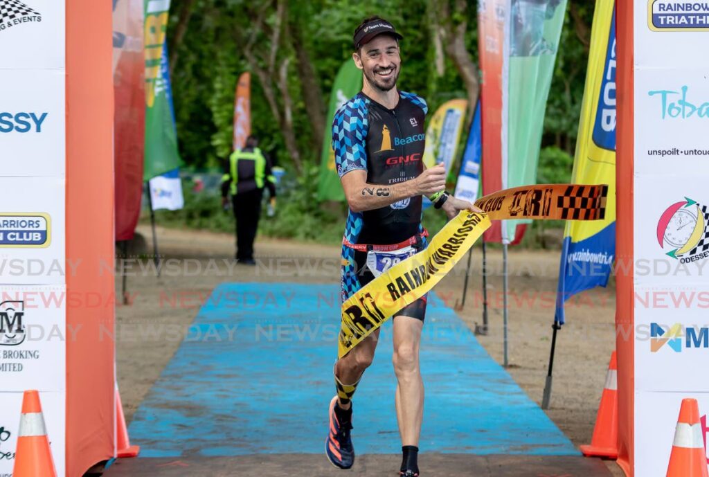 TT’s Jason Costello won the Individual Standard Olympic Distance at the Rainbow Cup 2023, kicked of at Turtle Beach, Heritage Park on Saturday. - David Reid