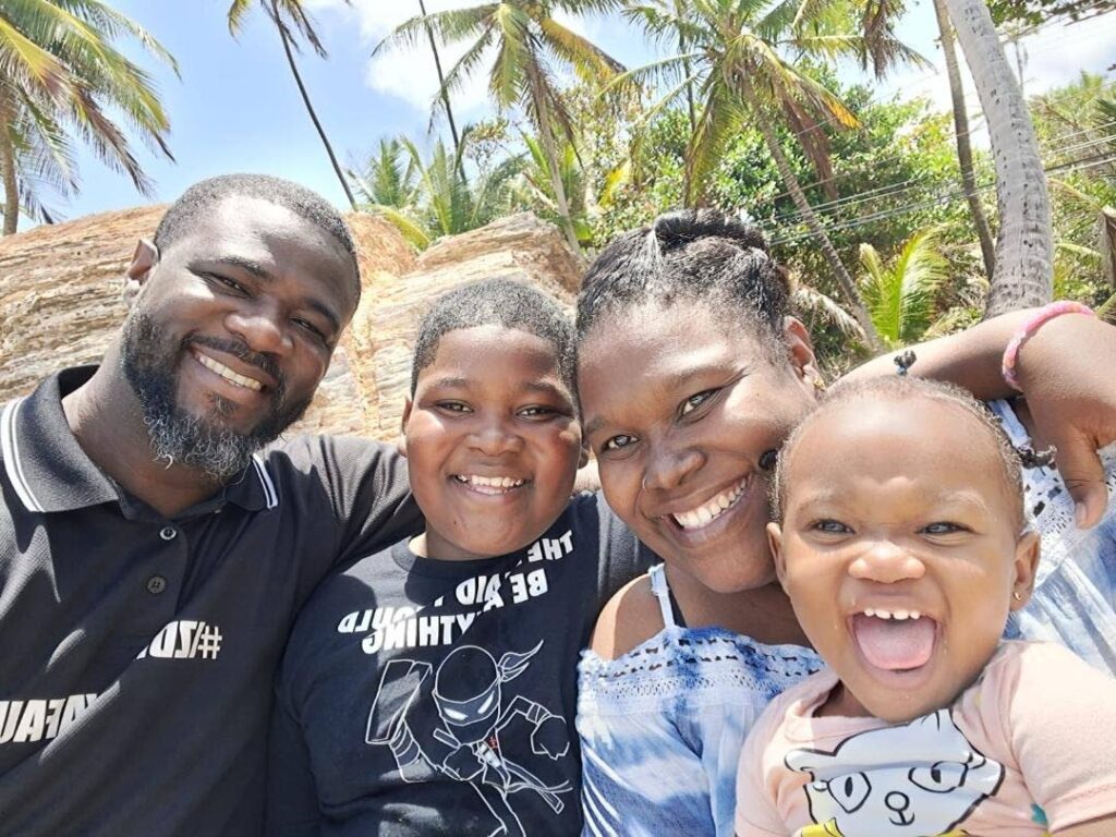 From left, Newsday's specialist writer Jensen La Vende, his son Zion, wife Candice and daughter Majesty enjoy some quality family time. - 