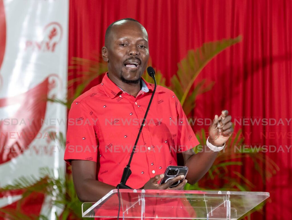 PNM Tobago Council leader Ancil Dennis at a PNM meeting at Calder Hall on Monday. The PNM had a second meeting in Charlotteville on Thursday. - David Reid