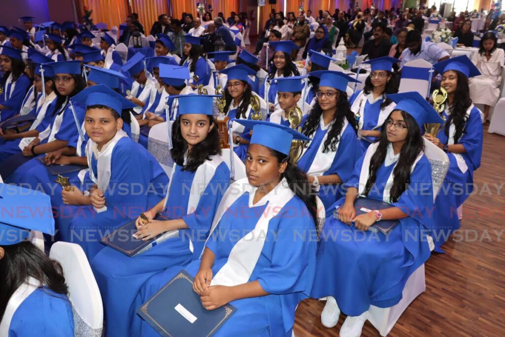 Students of the San Fernando TML Primary School at its graduation ceremony at the Achievor's Banquet Hall, South Trunk Road, San Fernando on Thursday. - Roger Jacob