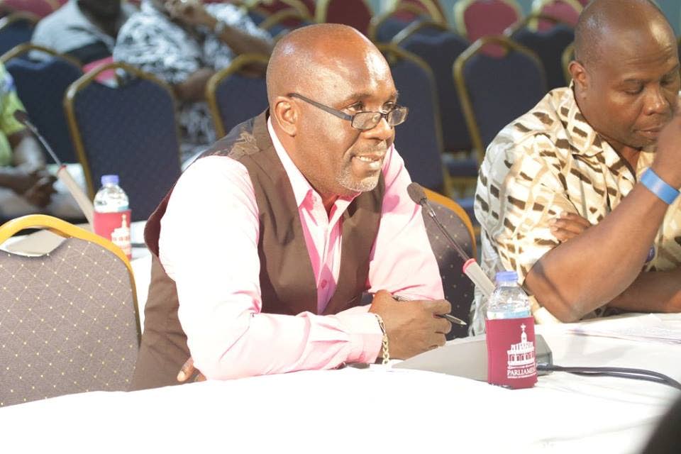 Anselm Richards during a JSC meeting in Tobago on self-government in 2018. Richards also appeared at a JSC meeting on the THA in Parliament on Friday. - 