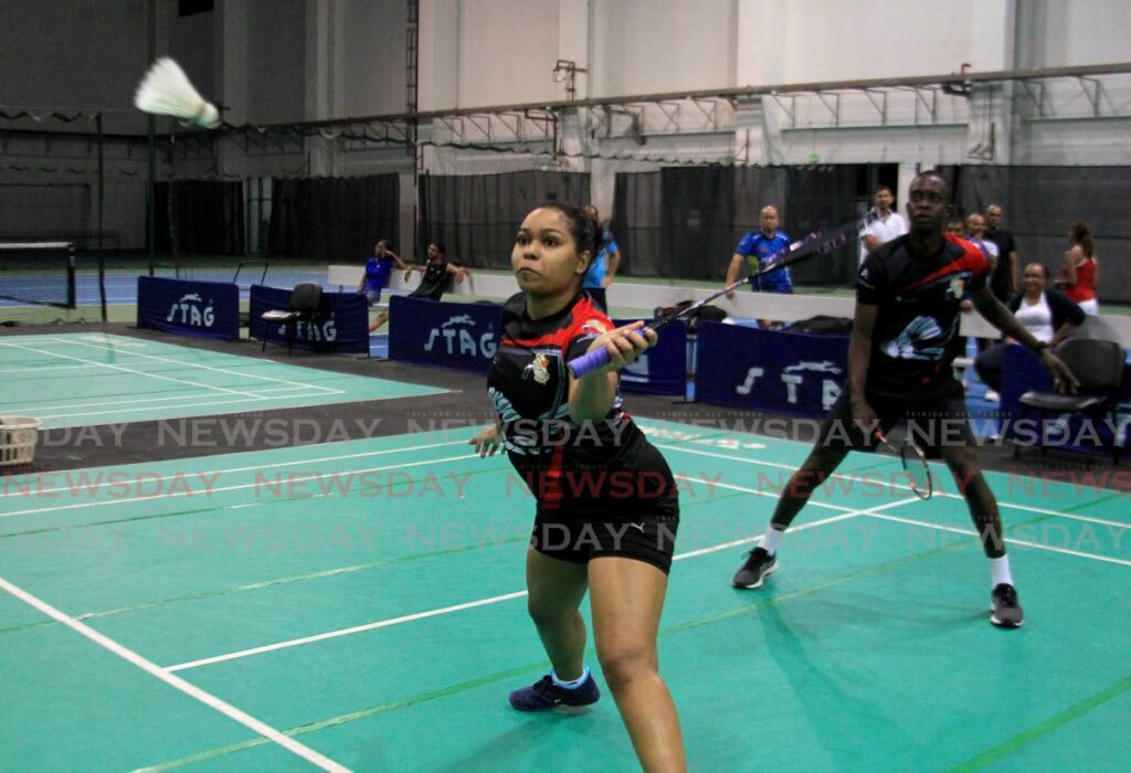 In this March 16, 2023 file photo, athletes compete at the National Badminton Championships, at the National Racquet Centre, Tacarigua.  - AYANNA KINSALE