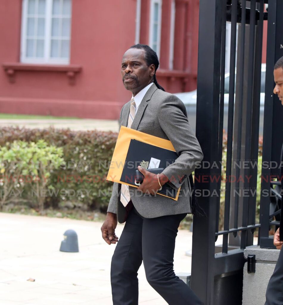 National Security Minister Fitzgerald Hinds outside Parliament in Port of Spain. - FILE PHOTO/ROGER JACOB