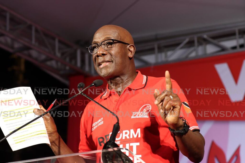 Prime Minister Dr Keith Rowley at the PNM's political meeting, Bournes Road, St James on June 29. - Jeff Mayers