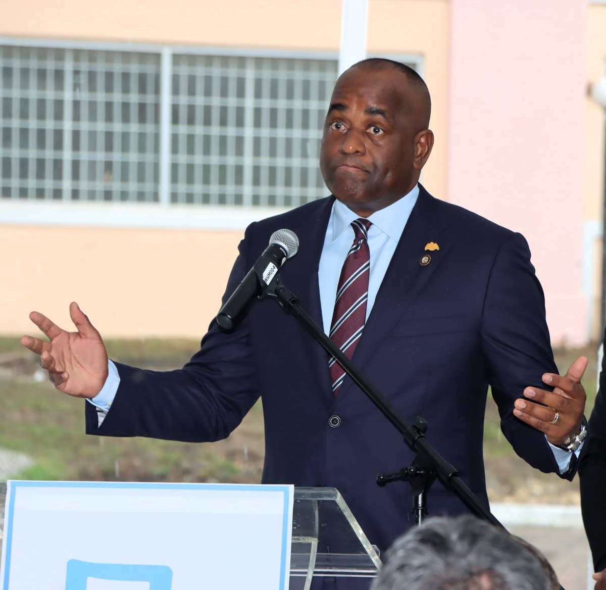 Dominican Prime Minister Roosevelt Skerrit speaks at the flag-raising ceremony of the Caricom heads of government summit, Chaguaramas Convention Centre on July 3.