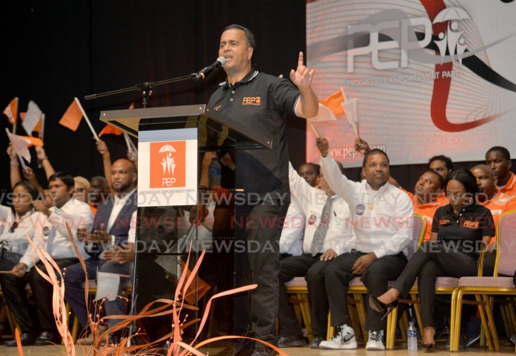 Progressive Empowerment Party PEP political leader Philip Alexander addresses supporters at the party's presentation of candidates for the local government elections, at Centre of Excellence, Macoya on July 12. - Photo by Anisto Alves