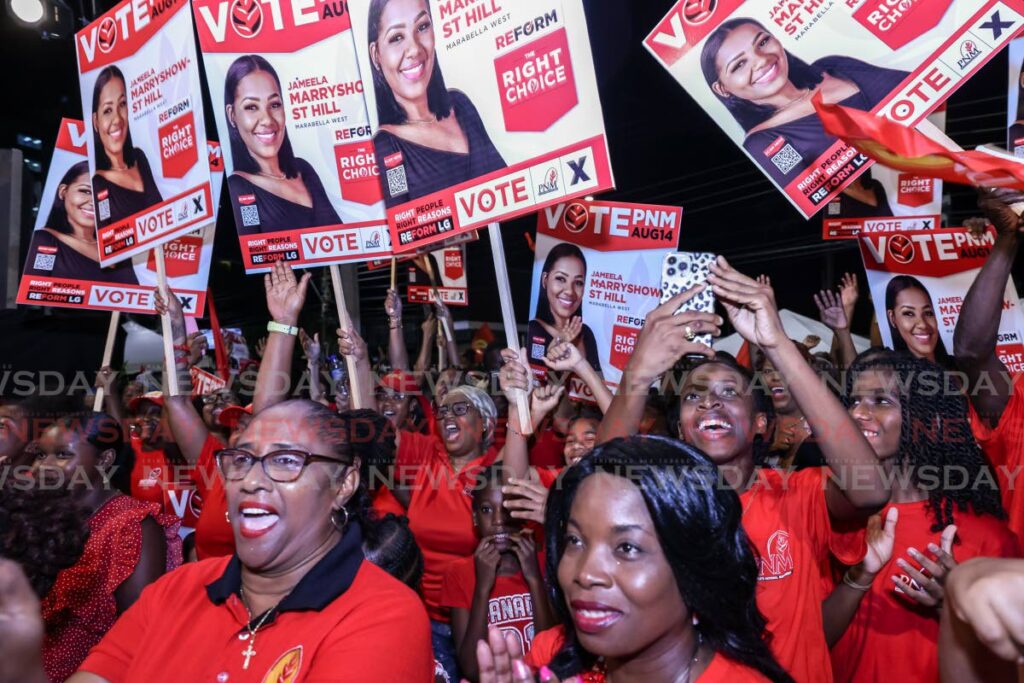 PNM supporters during a meeting in San Fernando on July 15. - Jeff Mayers