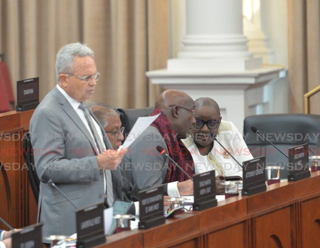 Finance Minister Colm Imbert opens debate on amendments to the Procurement Act in the House of Representatives in Parliament on Abercromby Street, Port of Spain, on Wednesday. - Anisto Alves