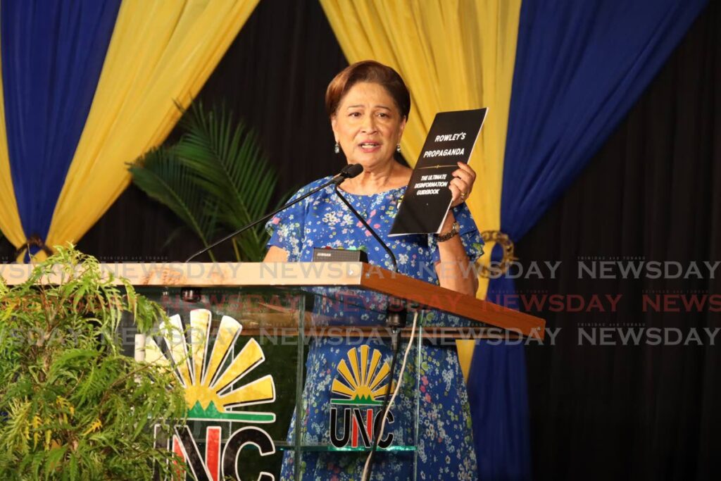 UNC leader Kamla Persad-Bissessar during a NTA/UNC meeting in Port of Spain on July 19. - ROGER JACOB