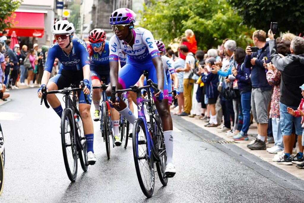 TT and Team Jayco Alula's Teniel Campbell, in action at the Tour de France Femmes.  - 