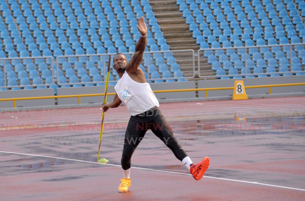 Two-time Olympian Keshorn Walcott competes in the men's javelin at the NAAATT's National Open Championships, at the Hasely Crawford Stadium, Mucurapo, on Saturday.  - Anisto Alves