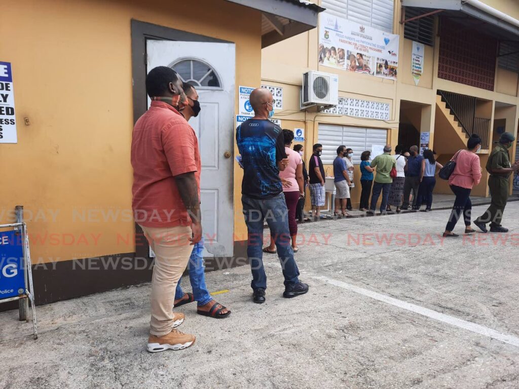 Voters at St Mary's Anglican School in Tacarigua. - File photo