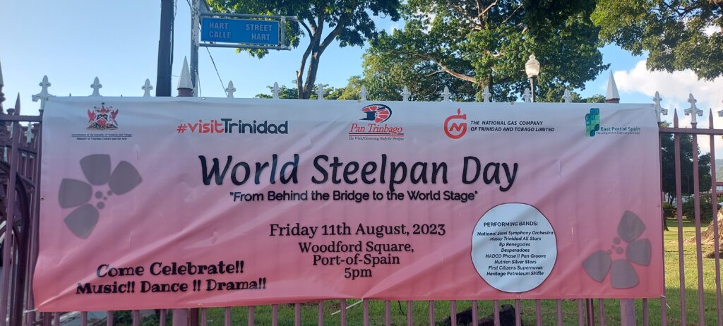 World Steelpan Day banner. Photo by Melissa Doughty