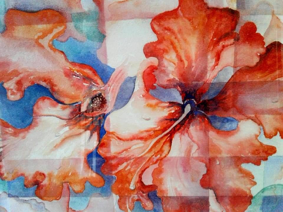 A floral-themed piece by Ann Judy Joseph-Mungal. - 