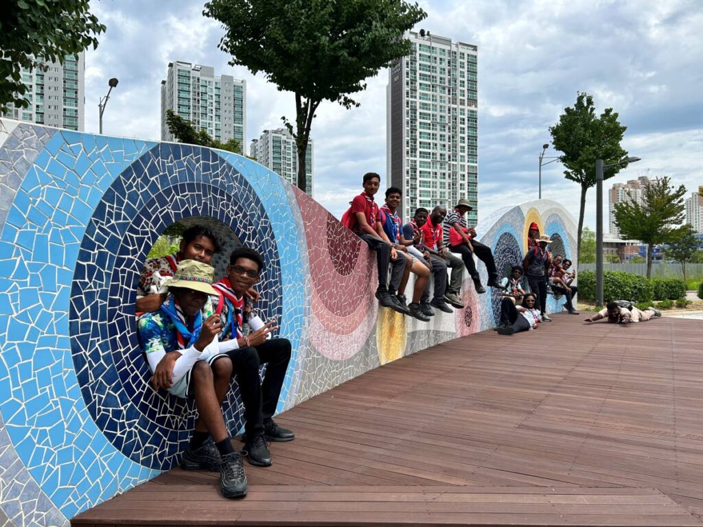 The TT scout contingent in Songdo Central Park - Mark John/TT Scout Association