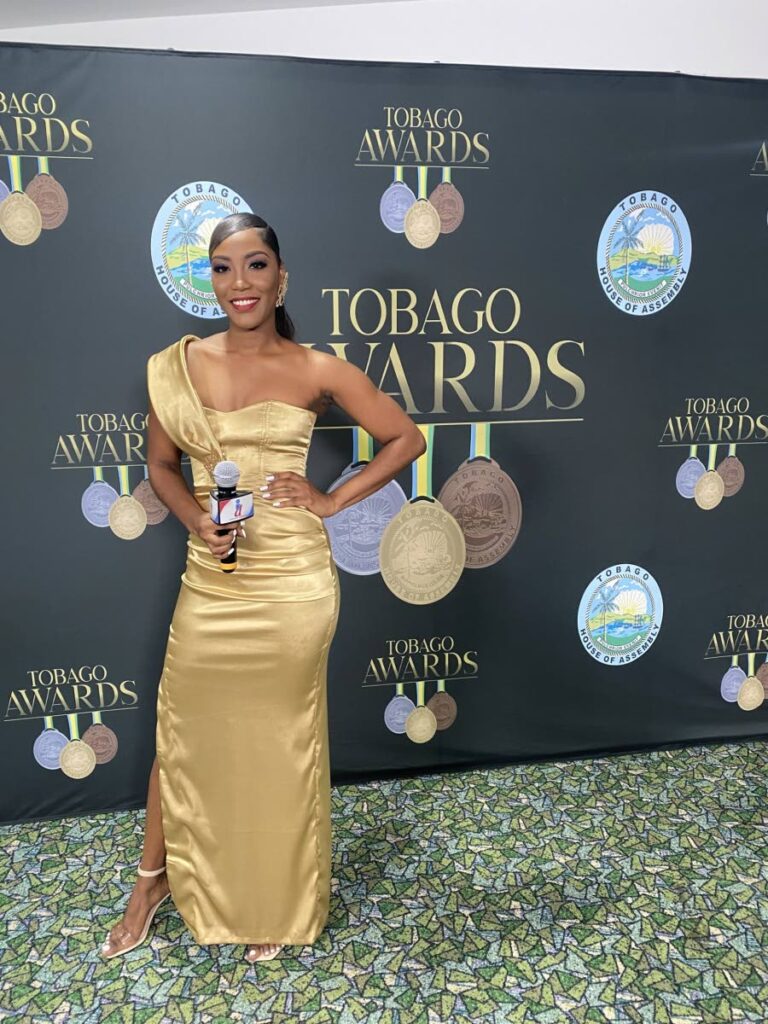 Davia Chambers in gold for the Tobago Awards. - 