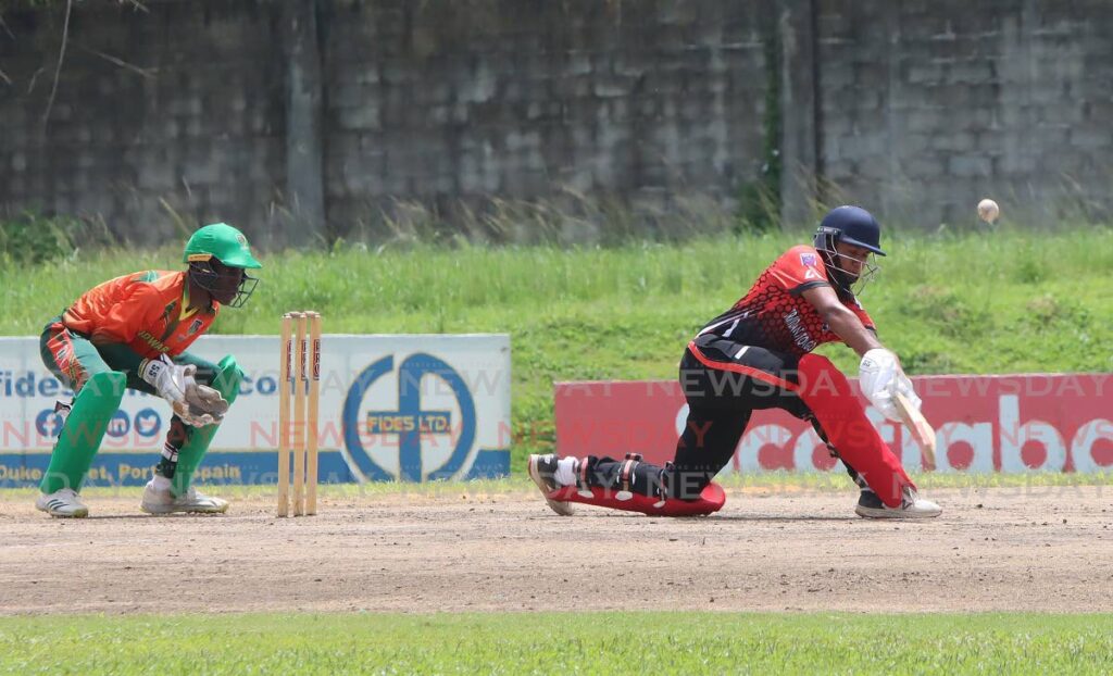 Trinidad and Tobago under-17 batsman Riyaad Mohammed at the National Cricket Centre, Couva, Saturday. - Angelo Marcelle