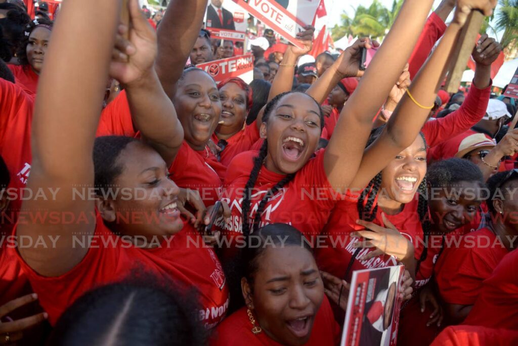 PNM supporters at the party's local government election rally at Constantine Park, Macoya on August 12. - Anisto Alves