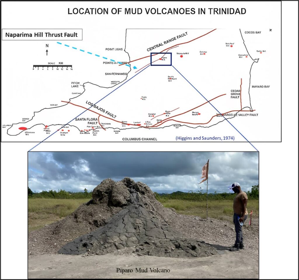 Figure 1: Location of mud volcanoes in Trinidad. 
(Figure courtesy GSTT) - 