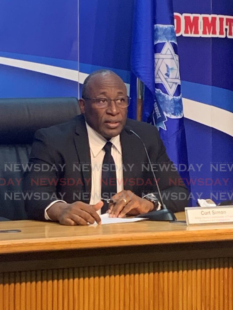 Acting Deputy Commissioner of Police Curt Simon denounces claims of political involvement in a police investigation in Tobago during a press conference at Police Administration Building, Port of Spain on Thursday. - Photo by Darren Bahaw