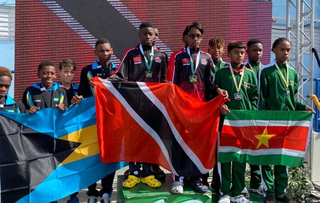 TT 11-12 400m medley relay swimmers won gold at the Goodwill Swim Meet in Jamaica. - 