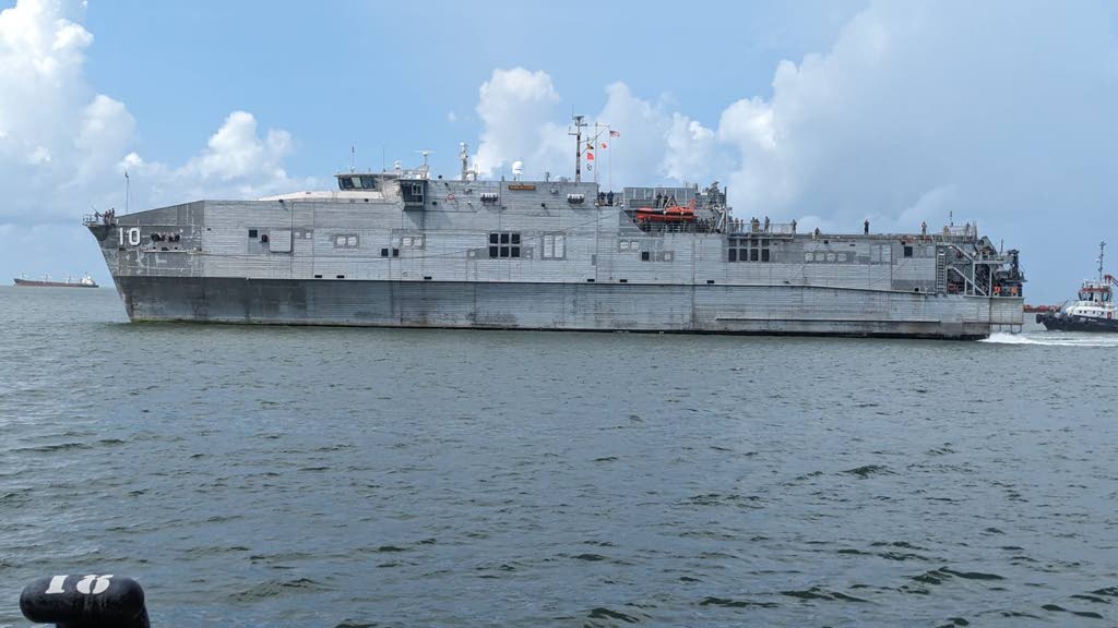 USNS Burlington arrives at the Port of Port of Spain. - Photo courtesy US Embassy
