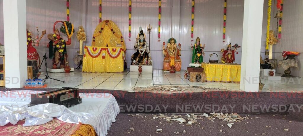 Inside the desecrated Williamsville Hindu Temple - Photo by Laurel V Williams 