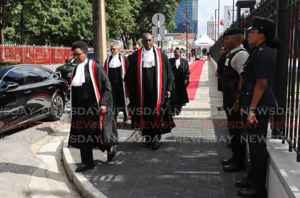 Appeal Court judges leave the Red House on September 11 after attending the ceremonial opening of Parliament.  - ROGER JACOB