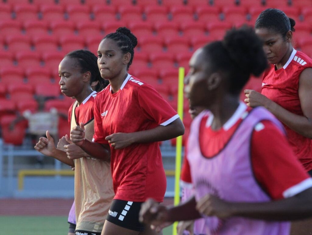 Trinidad and Tobago's women footballers train ahead of their Concacaf Women's Gold Cup qualifier vs Mexico on Tuesday. PHOTO COURTESY TTFA - 