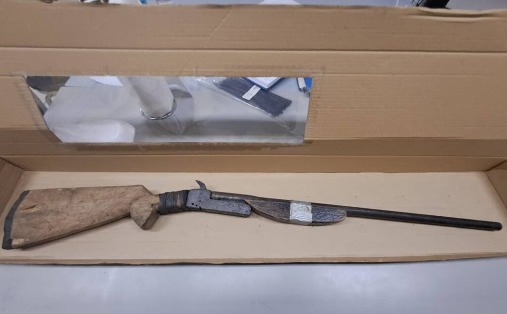 SEIZED: This homemade shotgun was seized by police during an anti-crime exercise. - Photo courtesy TTPS