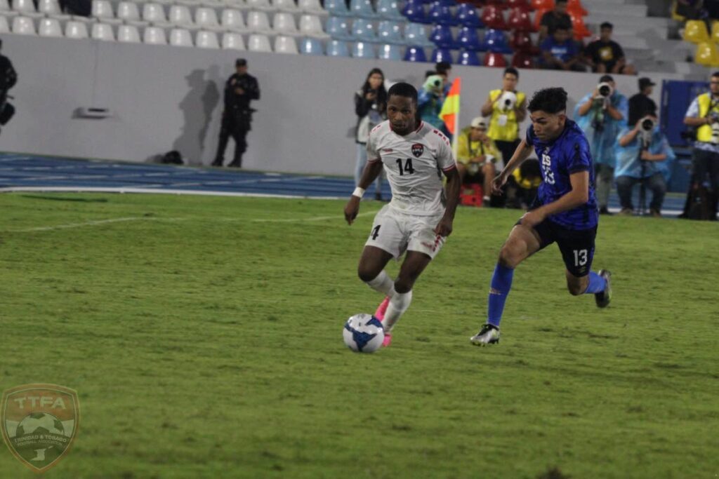 Trinidad and Tobago left winger Shannon Gomez controls the ball during the Concacaf Nations League Group A match against El Salvador, on September 10,  at the Nacional Jorge Mágico González Stadium in El Salvador. TT won 3-2. - TTFA Media