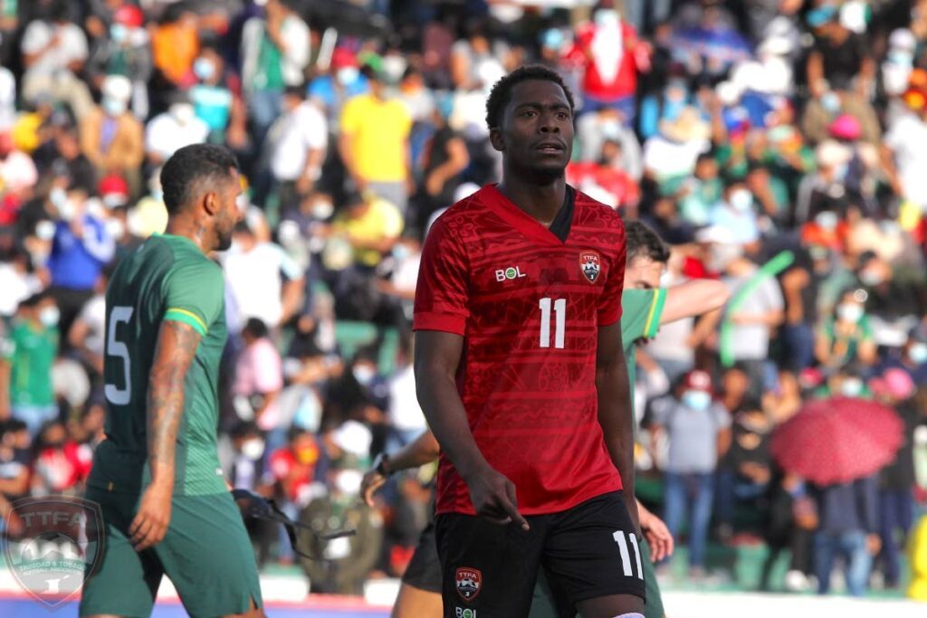 (FILE) Trinidad and Tobago’s Noah Powder 
during a friendly football international against 
Bolivia at the Estadio Olímpico Patria in Sucre, 
Bolivia on January 21, 2022.  - 