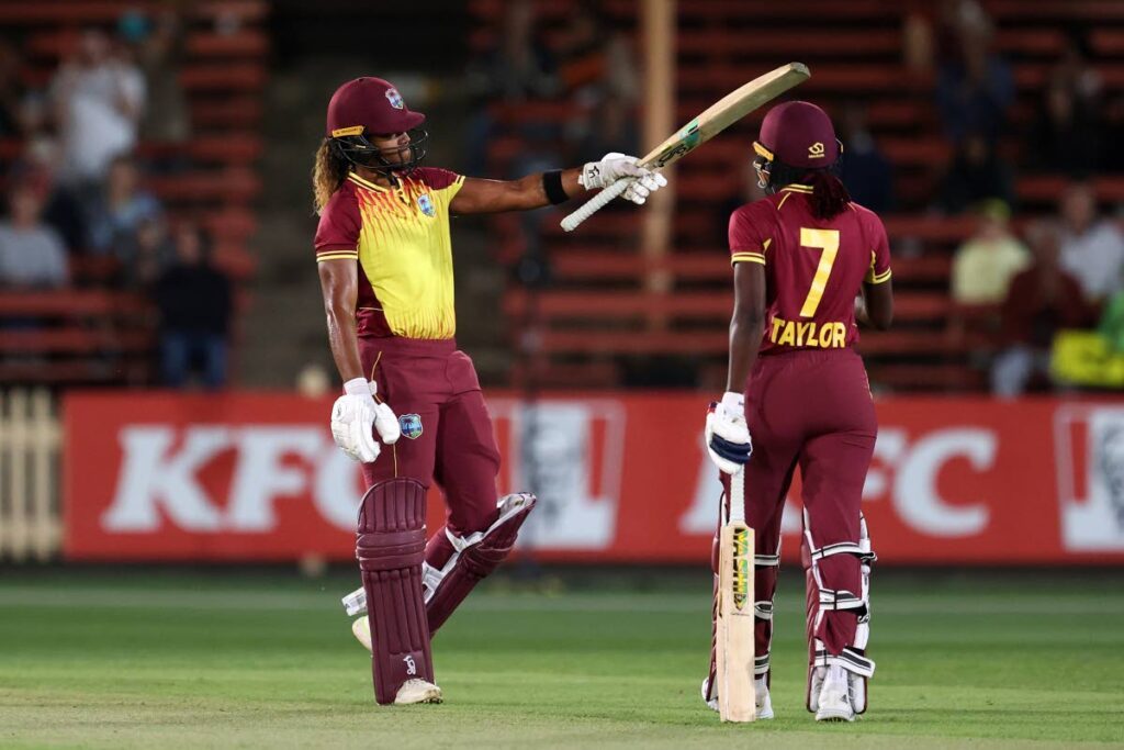Hayley Matthews of the West Indies celebrates scoring a half-century during game two of the T20 International series against Australia at North Sydney Oval on Monday, in Sydney, Australia - Brendon ThorneBrendon Thorne/Getty Images