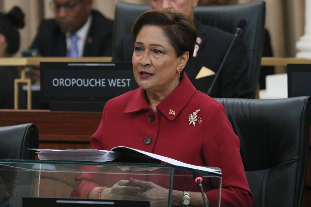 RESPONSE: Opposition Leader Kamla Persad-Bissessar kicked off debate on the budget on Friday in the Lower House. - Photo Courtesy Office of the Parliament