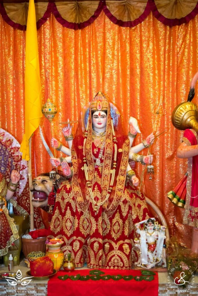 Navratri is a time when devotees come together to celebrate the divine feminine energy embodied by Mother Durga.  Photo courtesy Munroe Road Shiv Mandir - 