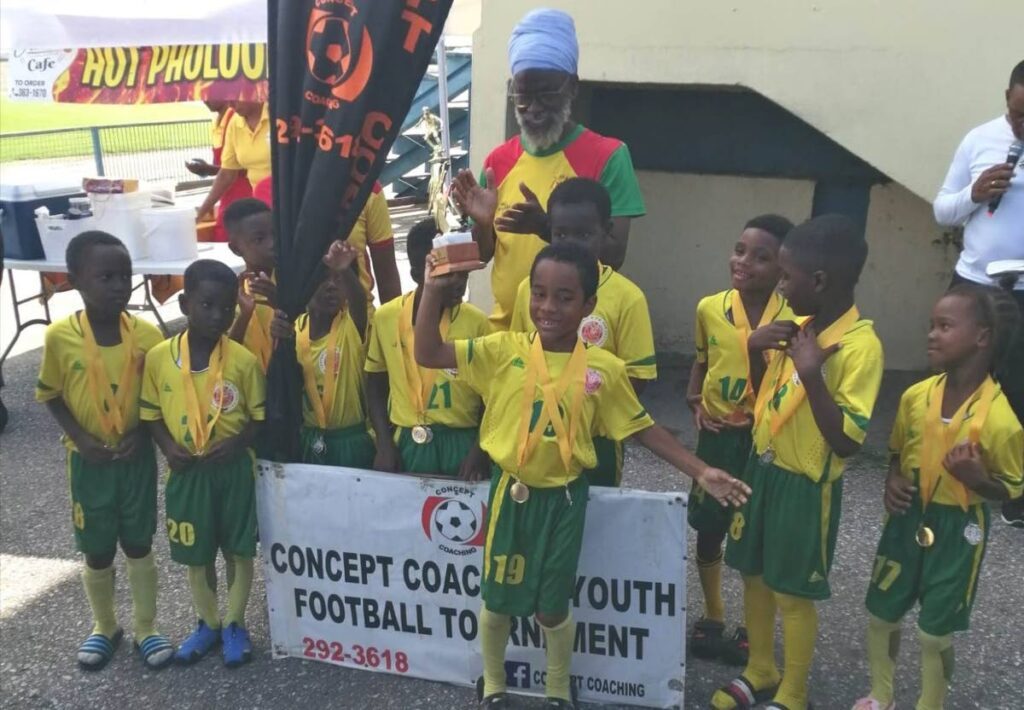 Trendsetter Hawks after winning the league title of the Concept Coaching Under-7 Mini League, held at Arima Velodrome on Saturday. - 